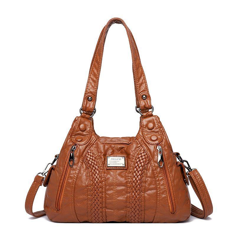 

JIAERDI Vintage Casual Y2k Handbag Women Retro Handle Soft Leather Brown Shoulder Bags Ladies Casual Crossbody Bags 2025 New 31x25x11cm темного кольору хакі