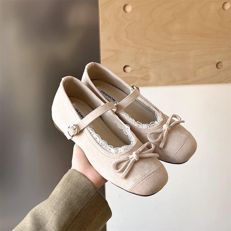 Herbst zarte Schleife Mary Jane Einzel-Schuhe neue weiche Sohle Ballettschuhe Französische Freizeitschuhe