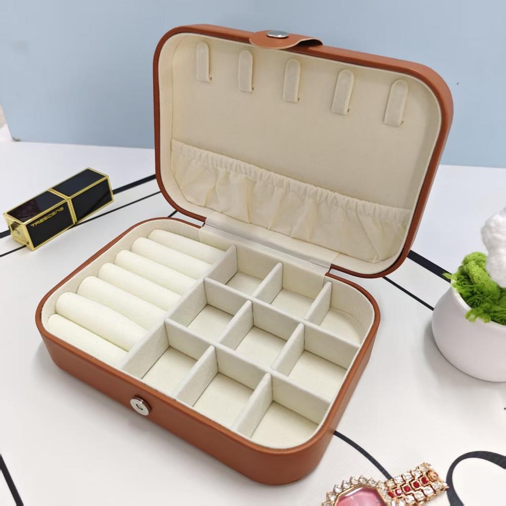 Girls Travel Jewelry Storage Box, Removable Baffle Stud Earrings Ring Bracelet Jewelry Box