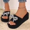 Fashion Summer New Women's Thick Soled Open Toed Slippers Bow Decoration 2025 Fashionable and Stylish Women's Slippers