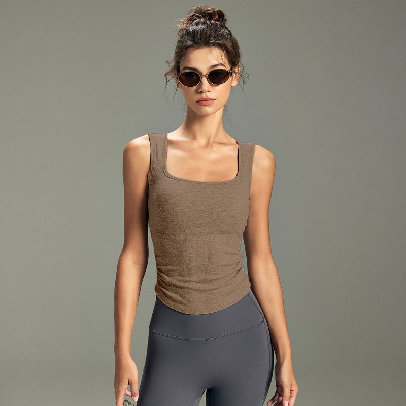 

Mitaogirl Kendall Sports Vest Female Bubble Wrap Intimates Yoga Workout Bra Silm Slim Look Running Tea Brown M