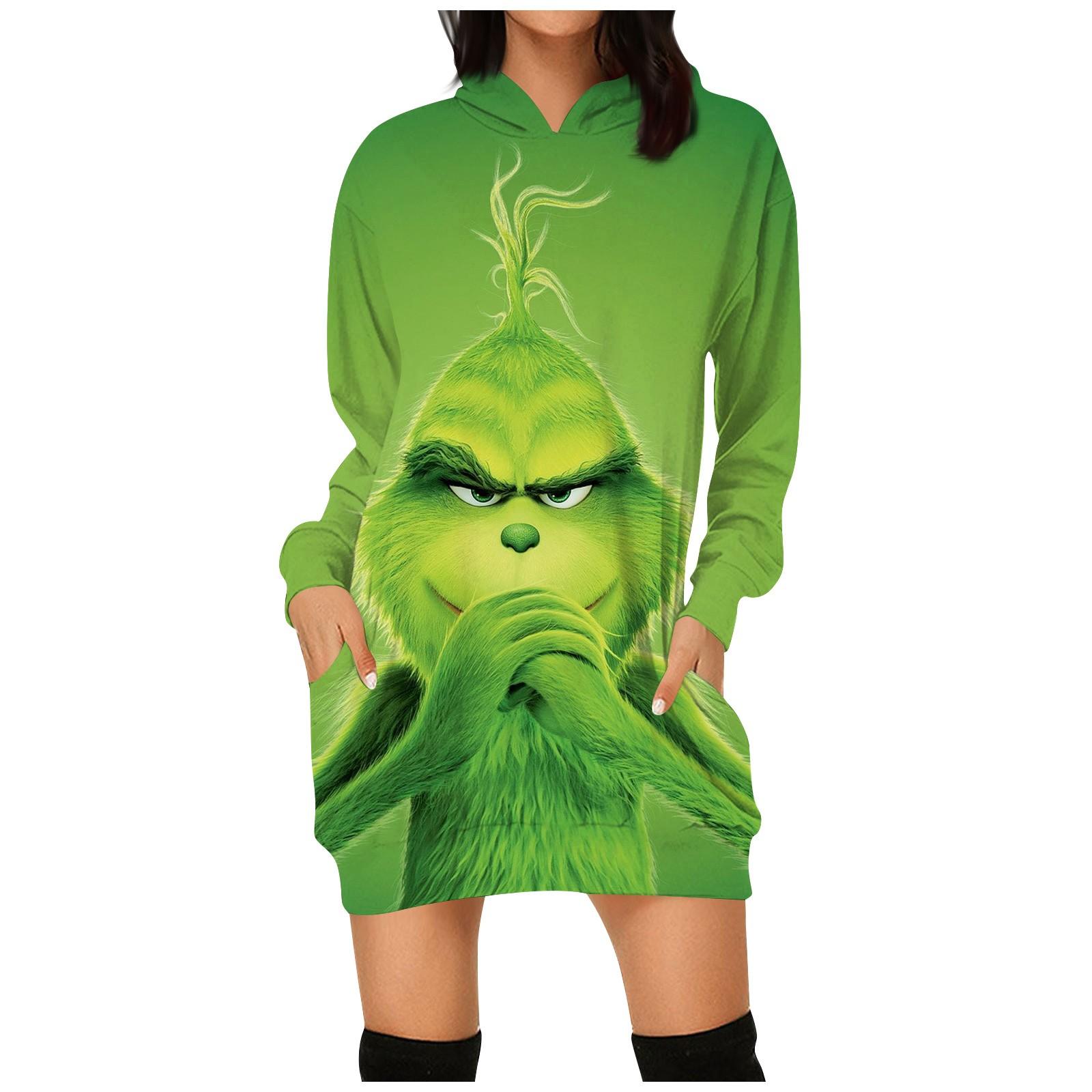 

Женская мода Рождественский принт Карманы Толстовки с длинными рукавами Пуловеры Толстовки XL