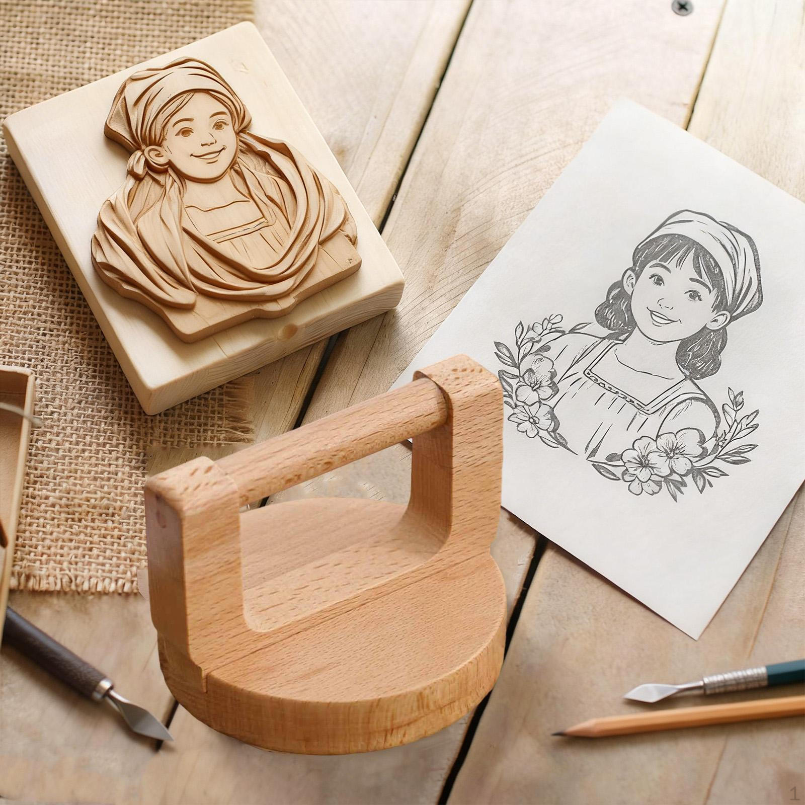 

Wooden Block Printing Baren Printmaking Tool Portable Stamp Embossing for Professional Round Handle