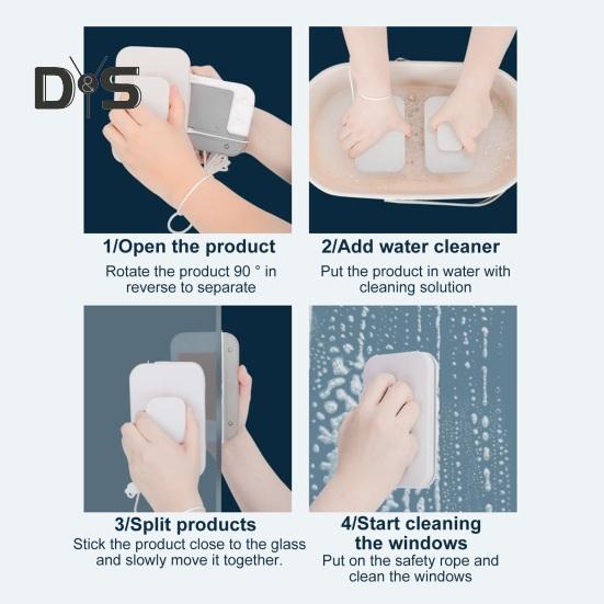 Magnetic Windshield Cleaner Tool Glass Wiper with Ergonomic Handle Double-Sided Window Cleaner Efficient Cleaning Tool