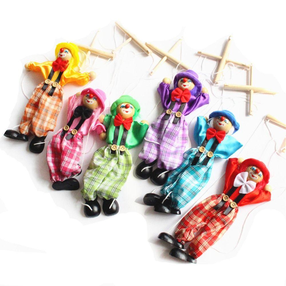 Colorful Joint Activity Kids Toy Wooden Pull String Puppet Handcraft Toy Puppet Puppet Clown