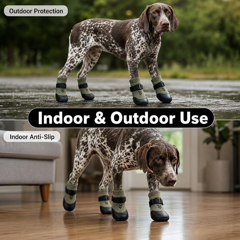 4pcs Dog Socks with Anti-Slip Adjustable Straps & Stay-On Paw Protectors Suitable for Small & Medium Dogs, / Traction Sole