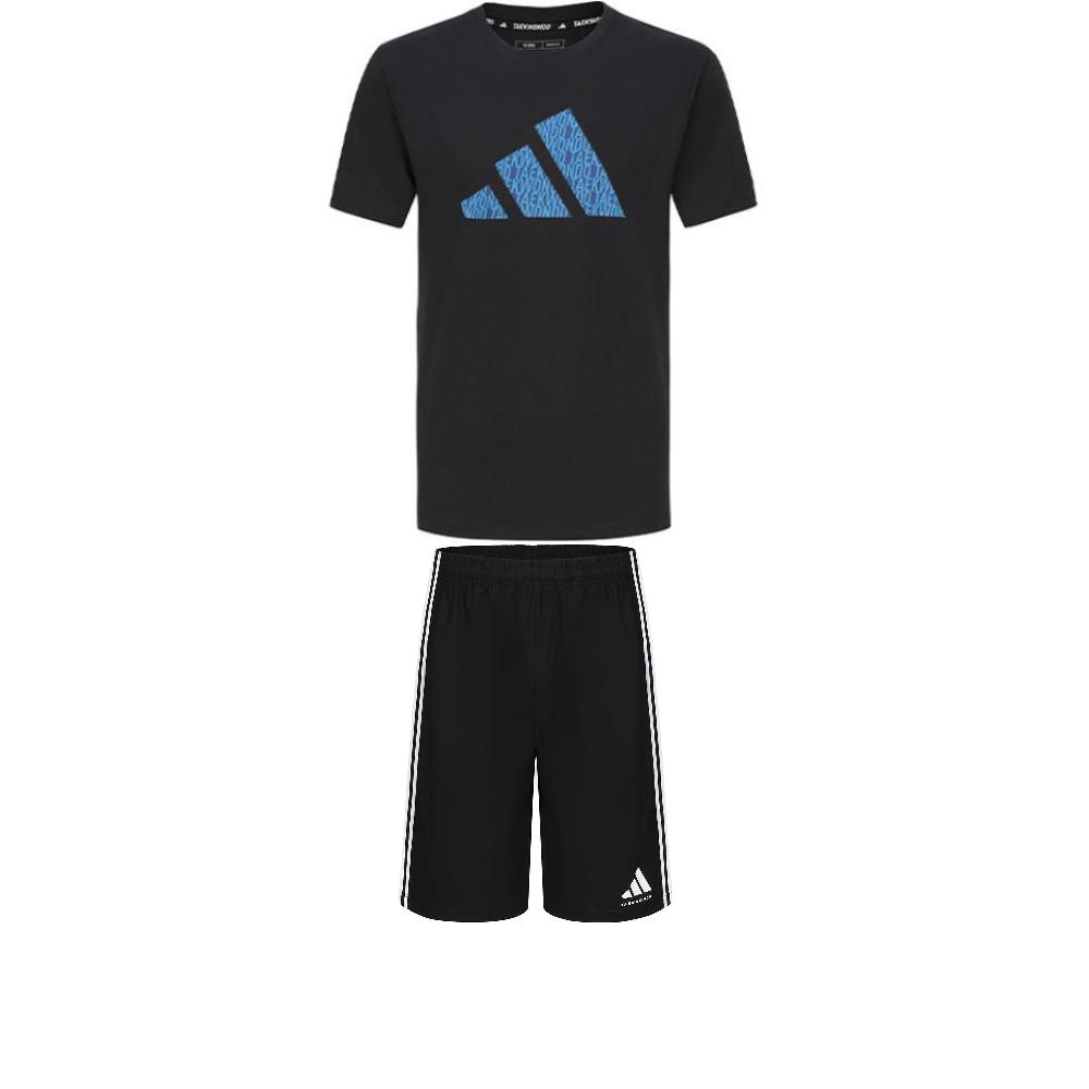 

Adidas Taekwondo Мягкая футболка с круглым вырезом Простая с коротким рукавом Удобная Модная в полоску Шорты Повседневный Спортивный костюм ADICLTSPSTK-BBU+S21ATMSH2T-BW S