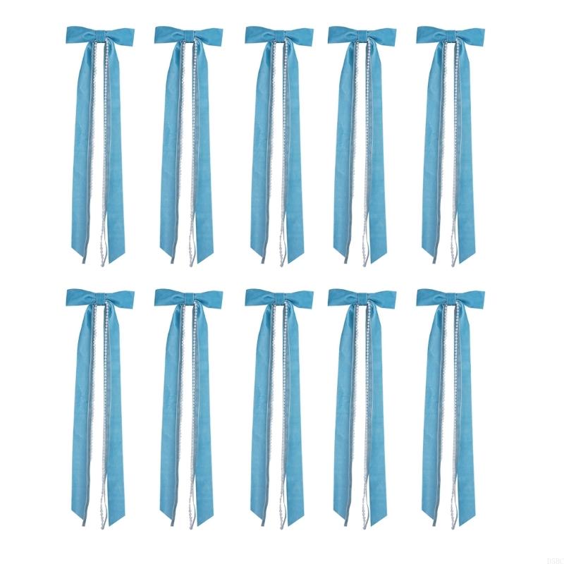 10Pcs Pearls Tassels Velvety Bowknot Christmas Tree Ornament For Wreath Wedding