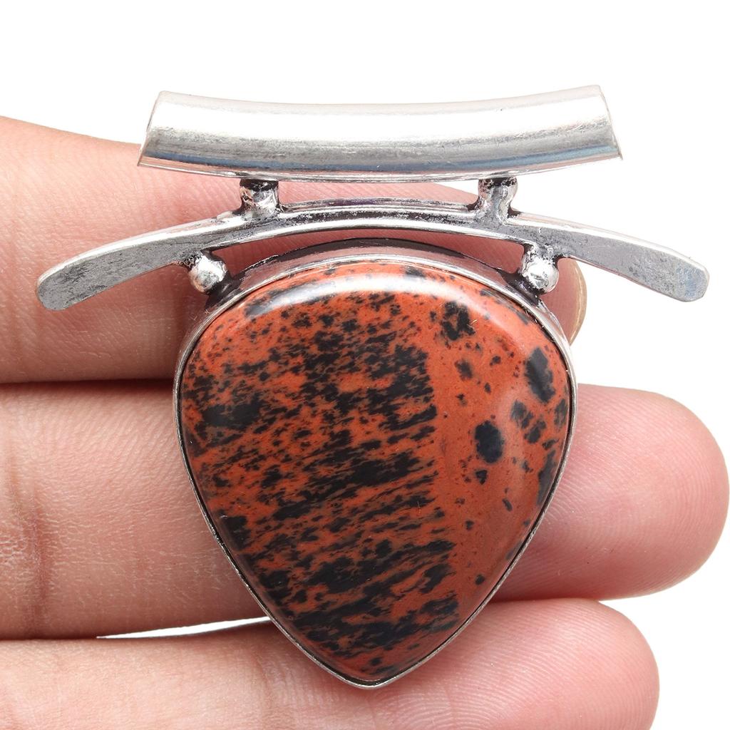 Mahogany Obsidian Handmade Women's Unisex Silver Jewelry Pendant 1.75