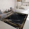 Light Luxury Black Gold Rugs for Living Room Marble Style Decoration Coffee Tables Carpet Non-slip Bedroom Soft Mats Washable