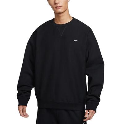 Nike Pánská mikina Solo Swoosh jednobarevná s kulatým výstřihem a dlouhým rukávem Fleece Mikina HV1087-010