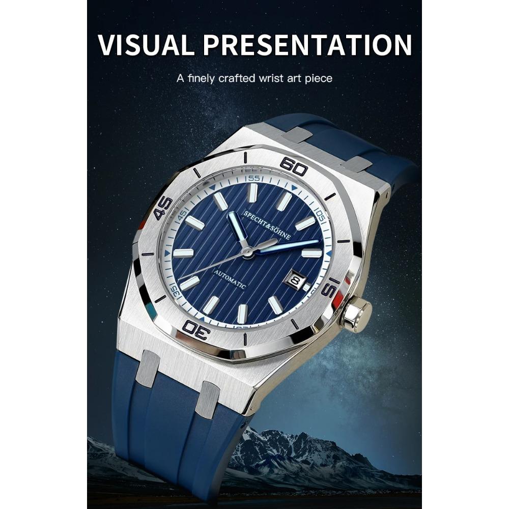 Specht & Sohne New 40mm Men Automatic Mechanical Watches Men Luxury Stainless Steel Watch Rubber Relogio Masculino Waterproof