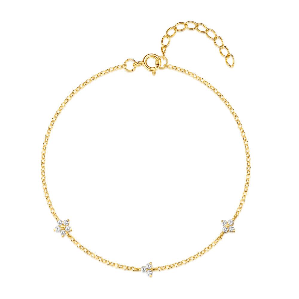 S925 Sterling Silver Multi-Element Petals Combined With Versatile Daily Simple Diamond Bracelet Autumn And Winter Accessories