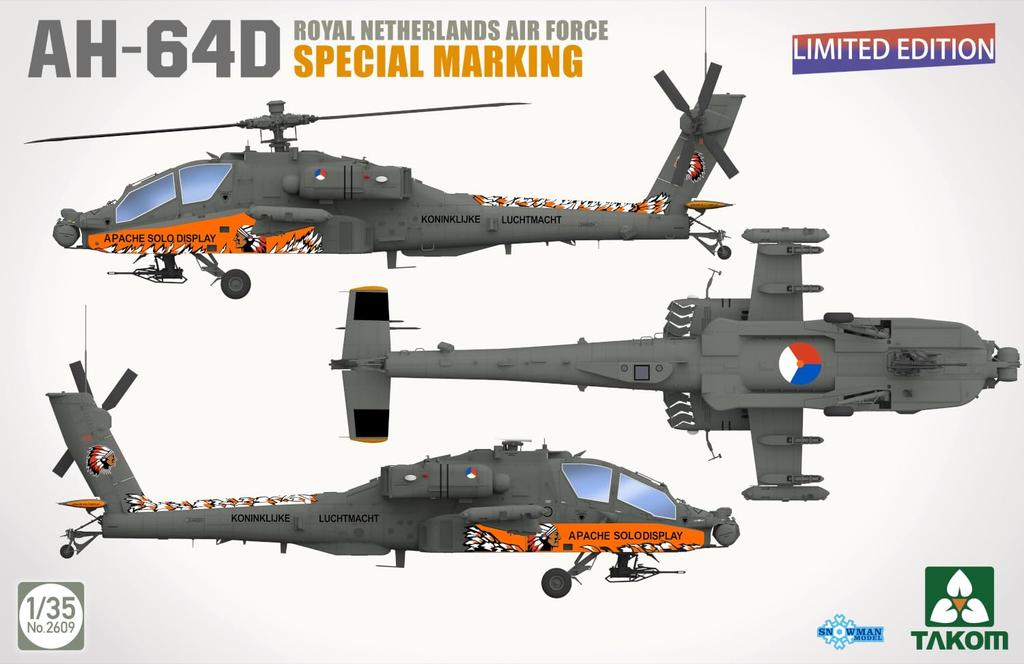 Takom Dutch Special Marking Plastic Model Kit TKO2609 1/35 AH-64D (Helicopter)