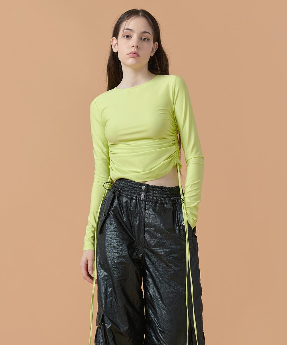 Wove Moment [22Fw] Side String Point T-Shirt - Neon Green Neon Green/34