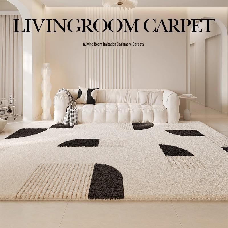 Plush Non-Slip Faux Cashmere Rug, Large Winter Floor Mat with Overlocked Edges