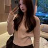 Korean Style Pink Knit Sweater Women - Short Fit Long Sleeve Pullover Slim Winter Top
