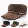 1Pcs Spring Summer Adjustable Men Military Cadet Cap Cotton Star Embroidery Flat Top Hat Sun Protection Hats For Outdoor Travel