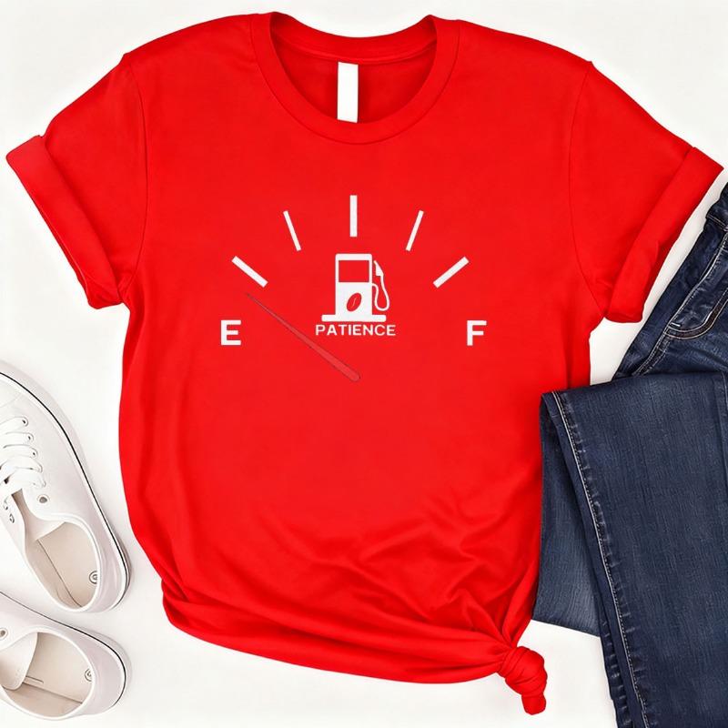 Unisex Heavy Cotton Tee Patience Cotton TShirt Ironic Running on Empty Gas Gauge Tee Funny Psychology Unisextal Health Gif