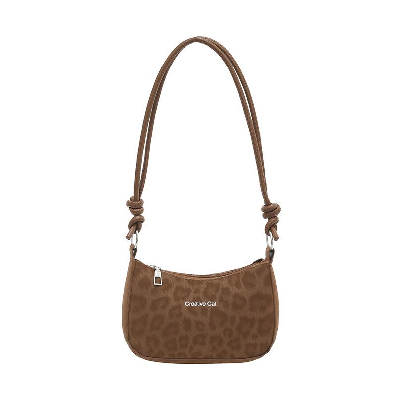 

Korean niche bag leopard print seasonal new trend fashion underarm bag women s retro versatile shoulder handbag коричневый