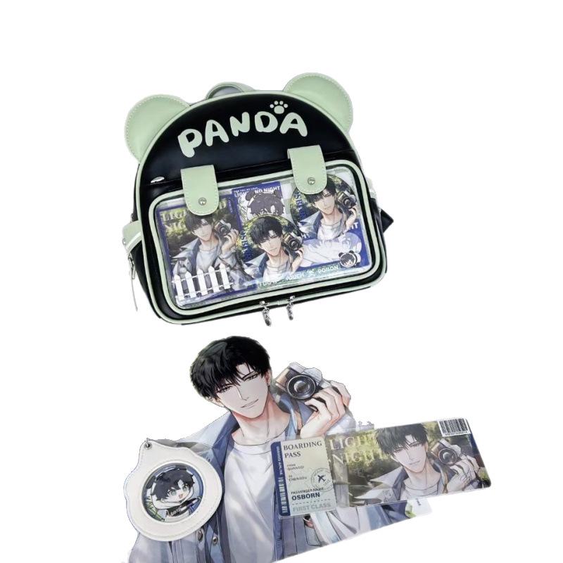 Neuer Original Studenten Ita Rucksack mit großer Kapazität und niedlichem Panda Anime Abzeichen