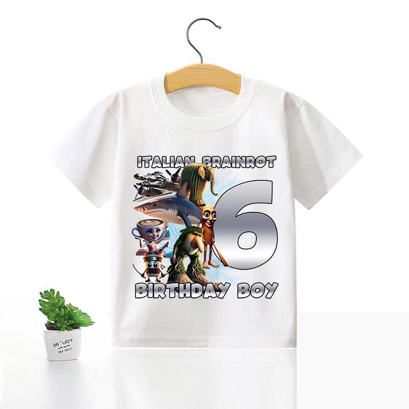 Tung Tung Tung Sahur Children T-shirt Italian Brainrot Creative Cartoon Short Sleeve Household Clothes Top Fashion Anime Kid Tee