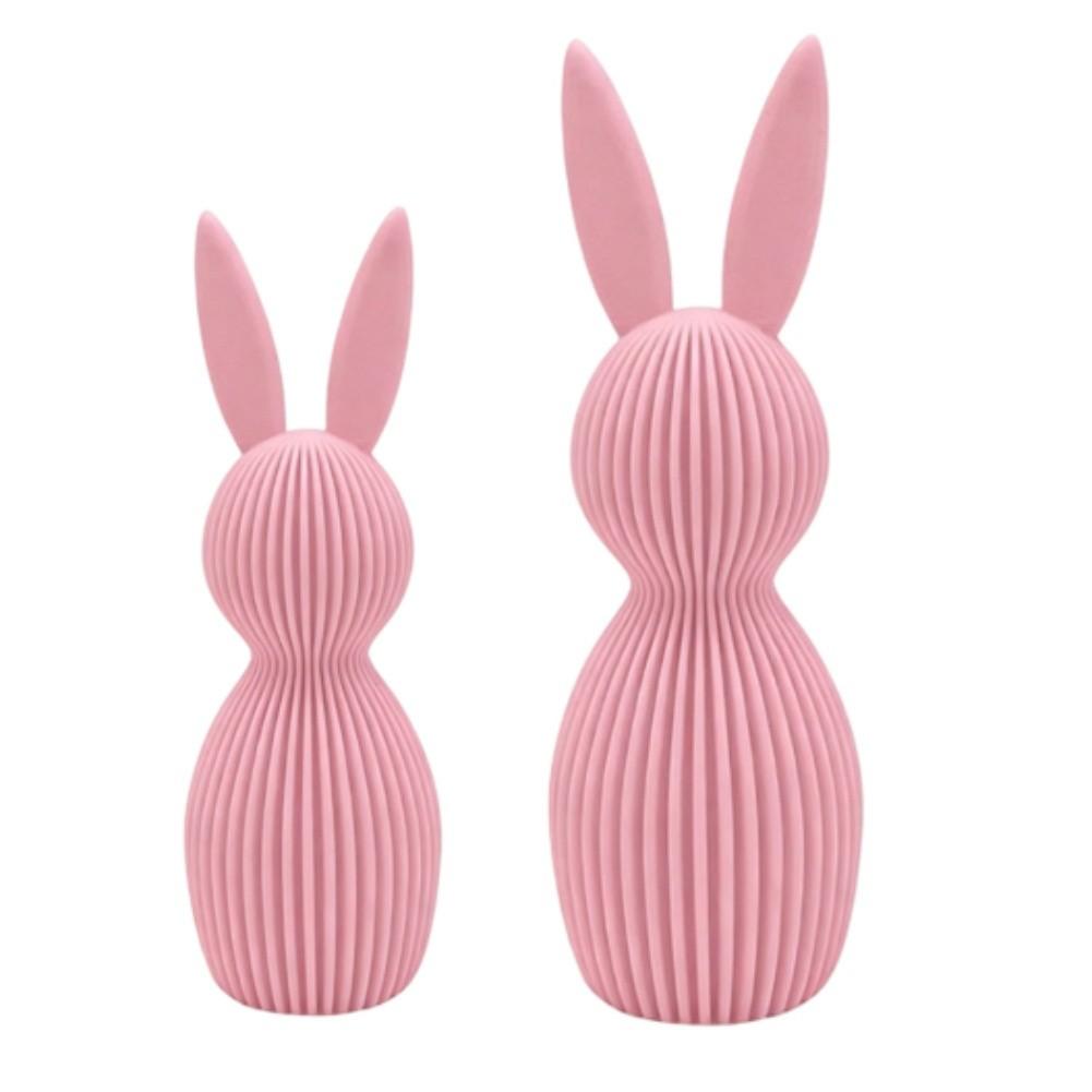 3D Nordic Style Easter Rabbit Figurines Set of 2 Plastic For home Decor Ornament 11cm 16cm Size White Pink Black Blue