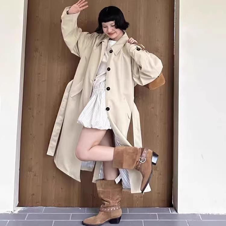 Square Gun Gun Same 2025 New Wasteland Wind Pile Boots Retro Pointed Lightweight Western Travel Boots Knight Boots Women