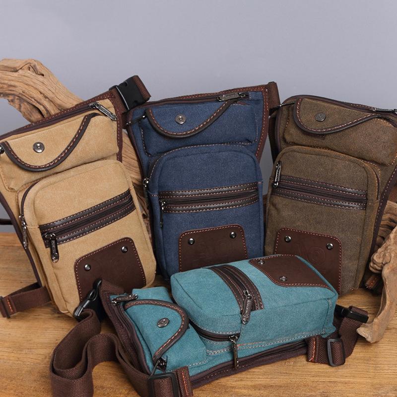 New European and American Retro Outdoor Sports Leg Bag Canvas Waist Packs Fashion Men's Messenger Bag