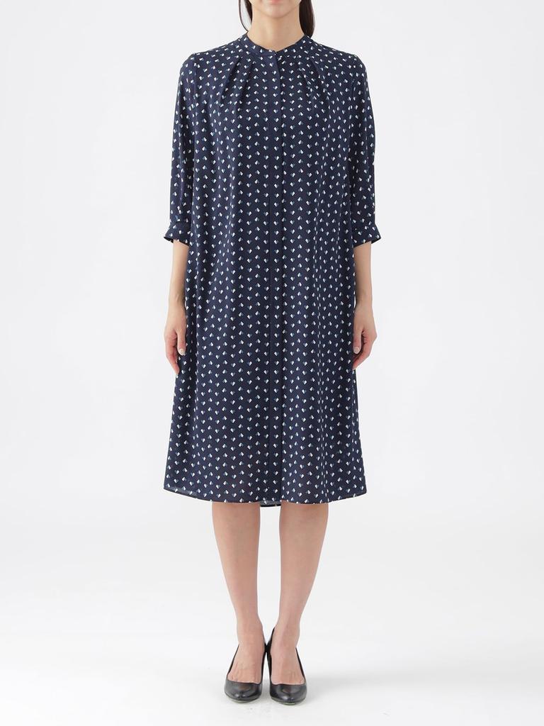 Transwork Washable Spirit Geometric Print Dress Size 40 Blue U1J03510__ (20)