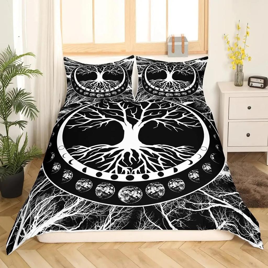 Tree of Life Duvet Cover Set Natural Scenery Bedding Sets Teen Adult Botanical Comforter Cover Autumn Leaves Quilt Set Full Size