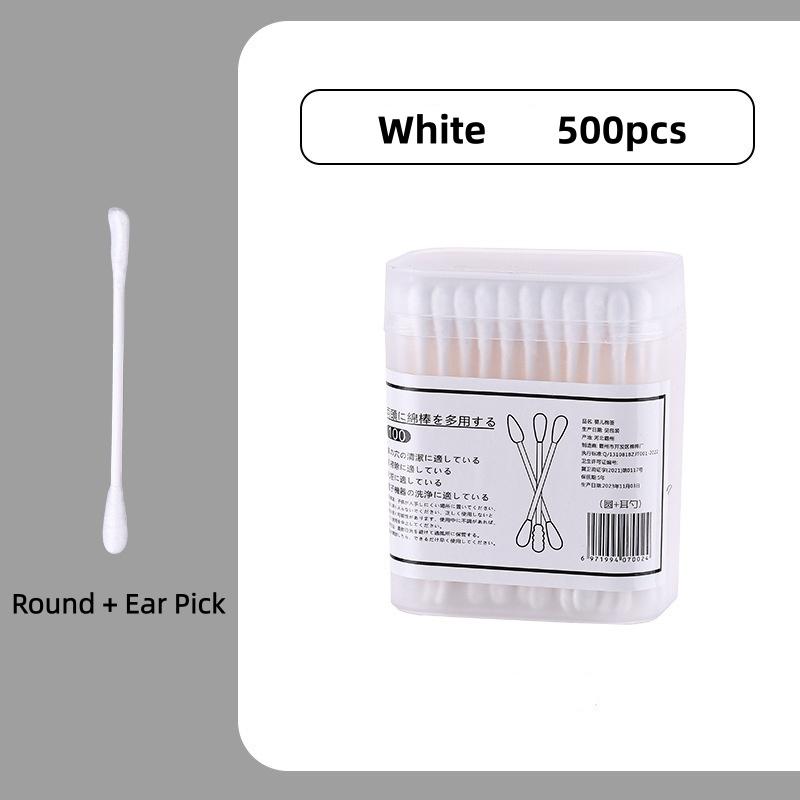 500pcs Bamboo Double-Ended Cotton Swabs - Gentle for Ears & Makeup, Unscented Disposable Ear Cleaning Cotton Swab Lip Tint