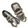 Cowhide version metal ballet Mary Jane shoes empty bag head sandals women's summer new square head single shoes women's
