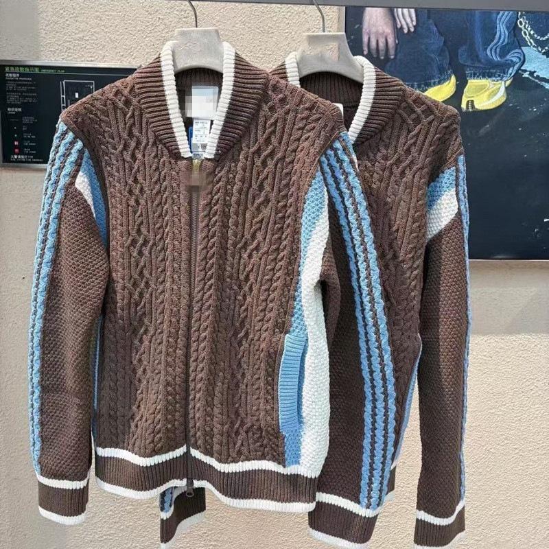 Cardigan casual in maglia unisex a tre strisce - Stile Primavera & Inverno