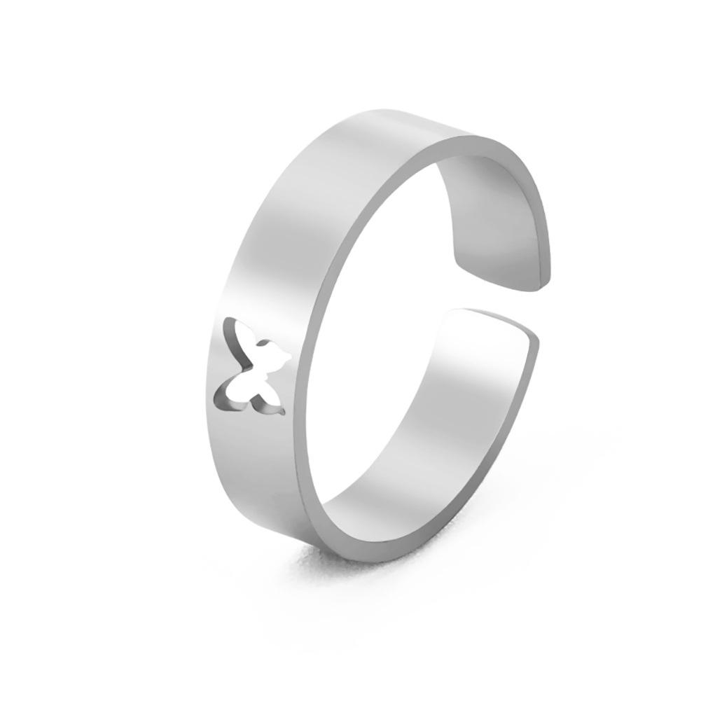 

Кольца для пар из нержавеющей стали с выемкой в виде бабочки для женщин, подарок на свидание, ювелирные изделия для женщин и мужчин, подарок на день святого Валентина