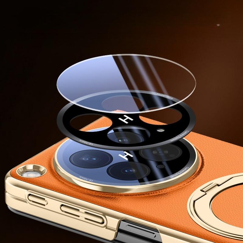 For OPPO Find N6 Case ELVEV Magnetic PU Leather Full Protection 360° Rotating Ring Holder Flip Cover for Find N 6
