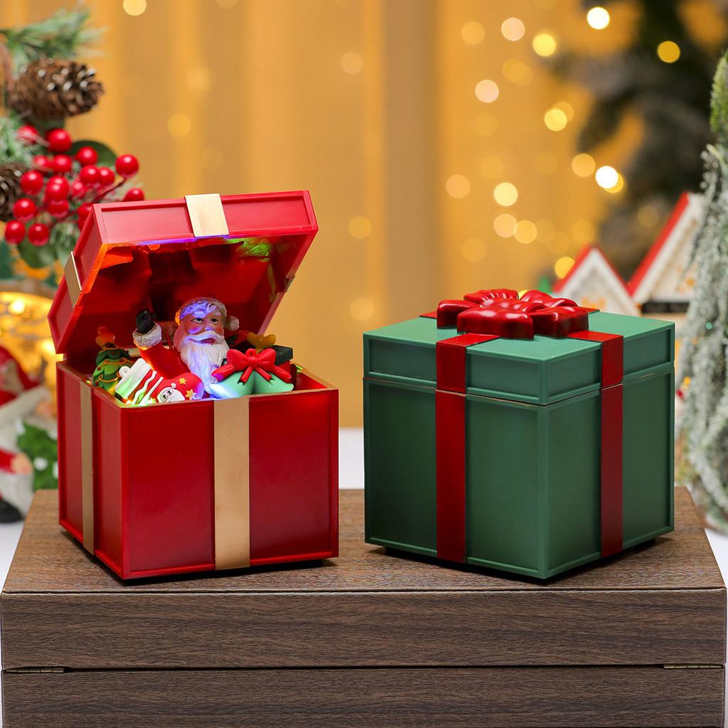 Snowman Santa Claus Gift Shape Design Music Box With Lighting For Holiday Celebration