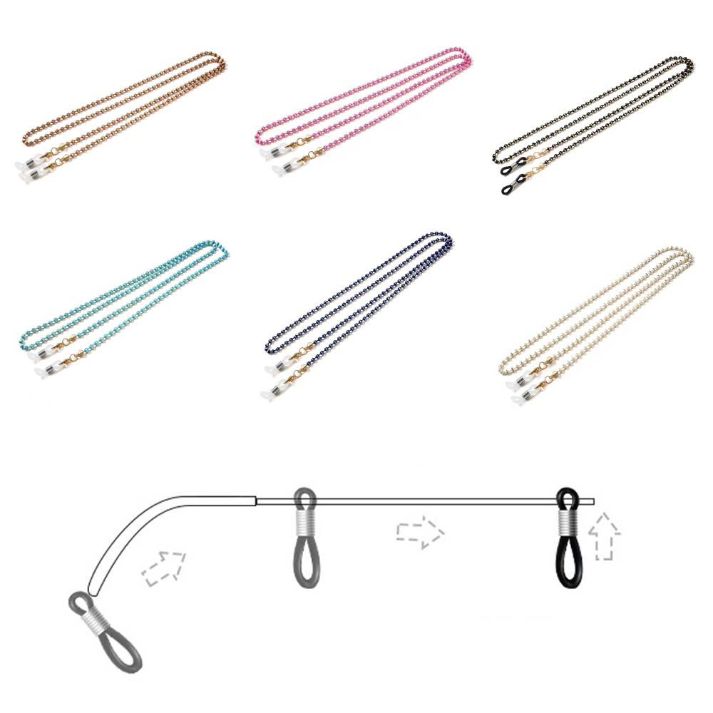 Neck Women Matte Bead Non-slip Fashion Mask Cord Holders Glasses Chain Metal Mask Rope Copper