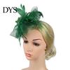 Pillbox Hat Imitation Pearls Decor Sweet Fascinator with Headband Faux Bridal Headwear Feather Flower Mesh Shape Party Headgear Photograph Props