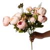 Bouquet di Peonie Artificiali Rosa Cipria in Seta, 13 Teste di Peonie Artificiali, Artigianato Artistico Fai da Te, Decorazione per Matrimonio e Casa