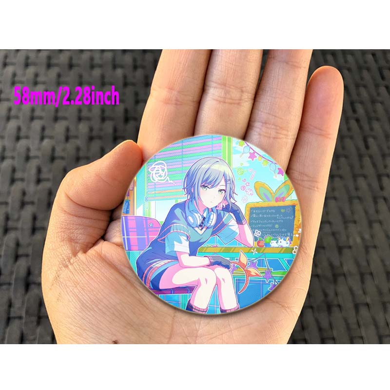 32/44/58 mm Project SEKAI Pin na batohy Kulaté plastové brože Kreativní kreslené postavičky odznak dárky