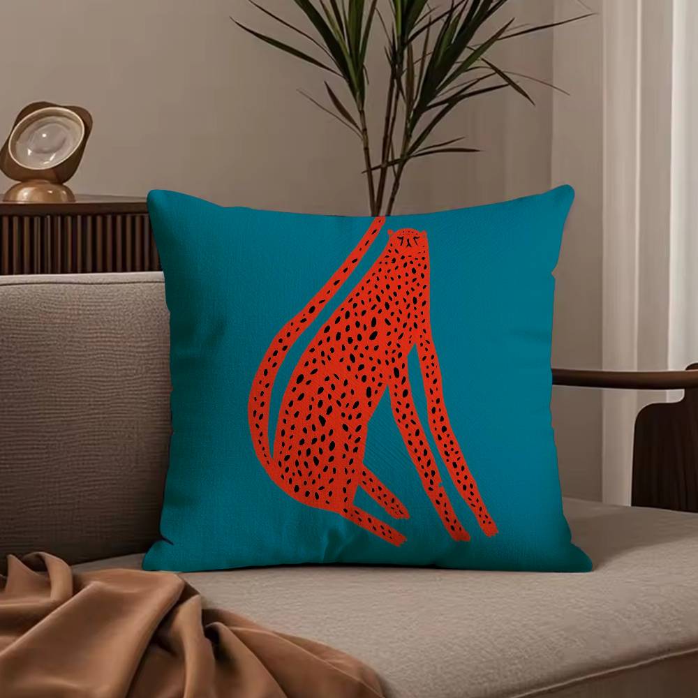 Federa Cuscino con Motivo Geometrico Animale Leopardo Federa Anti-acaro Cerniera Invisibile Peluche Corto Setoso Copricuscino per Divano