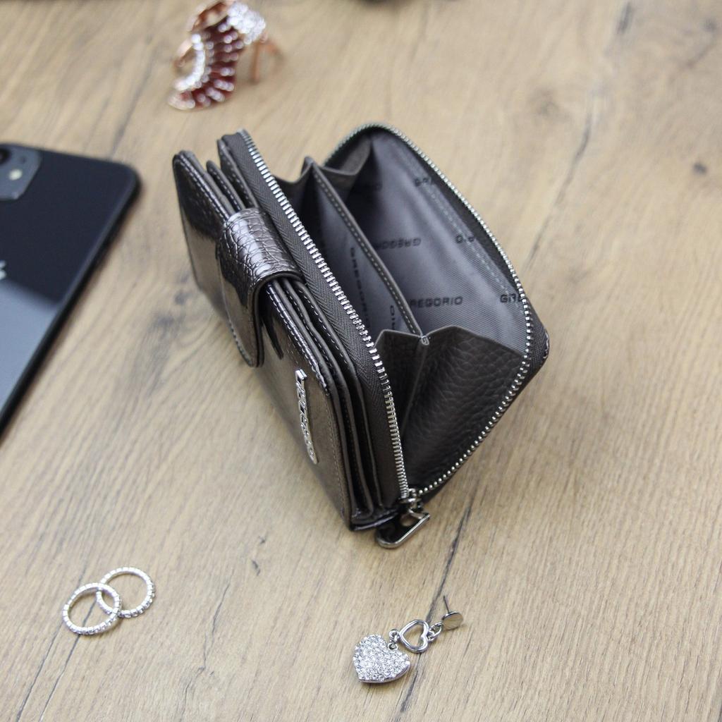 Lackierter Damenportemonnaie aus echtem Leder Gregorio GF115