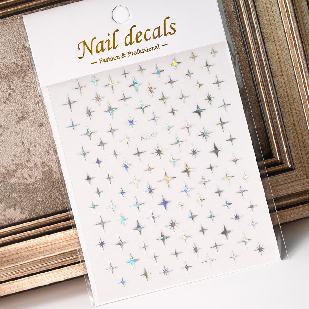 1pcs 3D Bronzing Gold Love Nail Art Stickers Holographic Stars Sun Starlight DIY Nail Decals Manicure Decoration