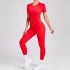 Autumn/Winter Backless Sports Jumpsuit: Three-Dimensional Yoga One-Piece with Tight Short Sleeves and Long Pants (Style 88201)