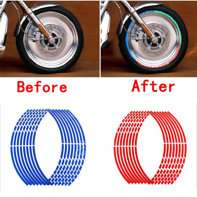 Motorcycle Wheel Tire Stickers Strips Reflective Rim Tape Strips for Motorcycle Car Wheel Tire Stickers Motorbike Auto Decals