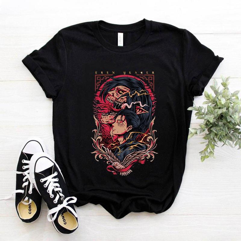 Japanese Anime T-shirt Men Attack On Titan T Shirt Unisex Kawaii Cartoon Titans Attack Graphic Tees Male Harajuku Summer Tops