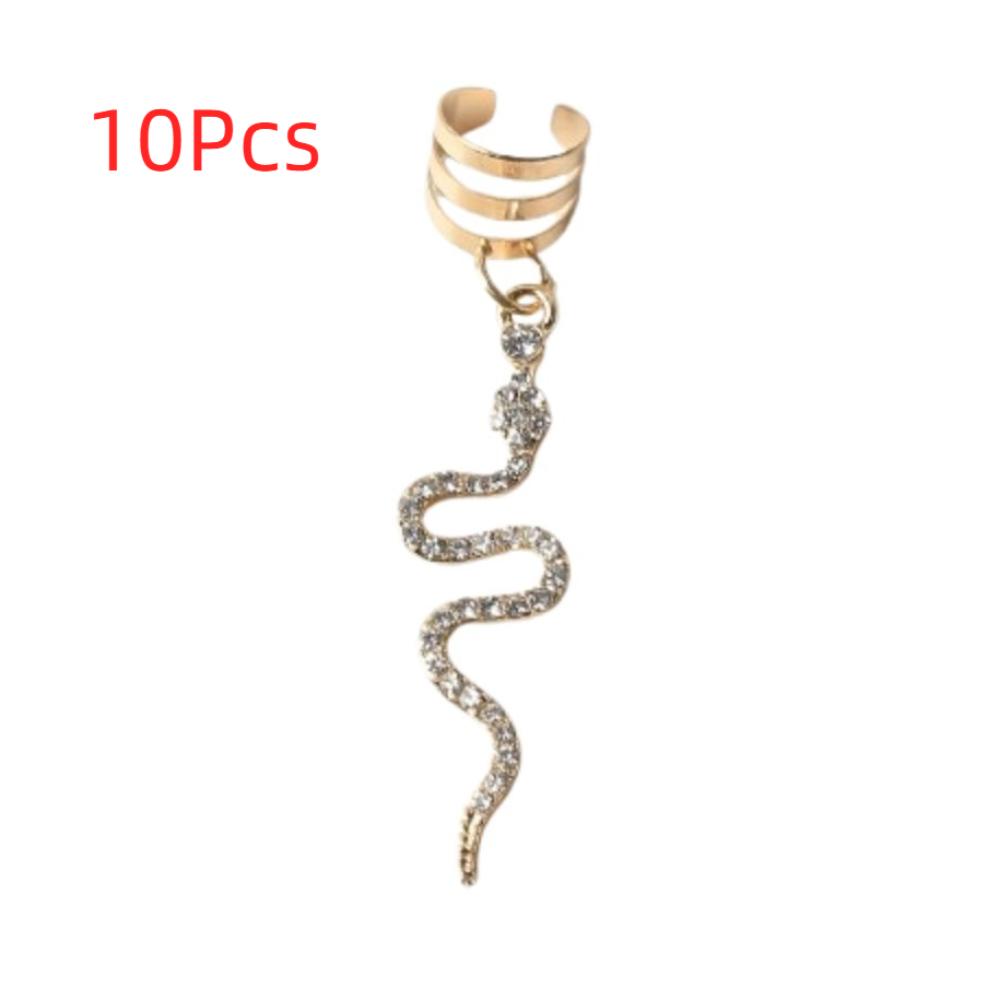 

10 шт. Кольца для волос с плетением в виде знака зодиака Змеи, Металлические манжеты-клипсы, Трубки для плетения волос, Женские золотой