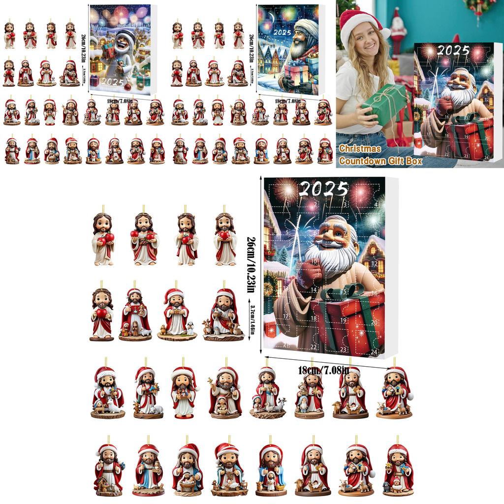 Santa Claus Christmas Countdown Calendar Gift Set Made Of Acrylic Holiday Ornament For Kids And Adults