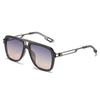 European and American sunglasses, literary square frame beam sunshade glasses, sunscreen hollowed out metal leg sunglasses, women